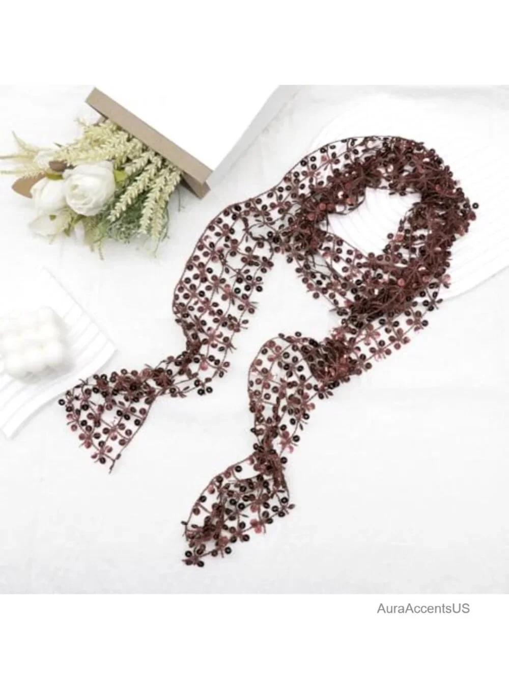 Skinny Sequin Scarf for Women Sparkle Party Accessory Many Tying Ways